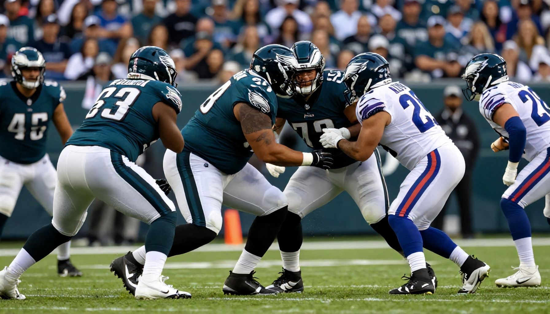 Eagles' offensive line dominates line of scrimmage