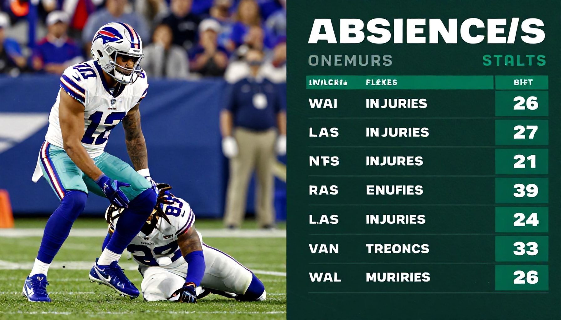 Injuries and absences impact both teams