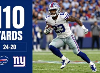 Giants’ Barkley rushes for 110 yards in 24-20 win over Bills